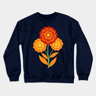 Orange Marigold Flowers Retro Crewneck Sweatshirt